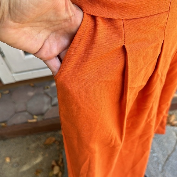 🧡🧡🧡Mumuanxiu orange cotton palazzo pants NWOT - Picture 8 of 10